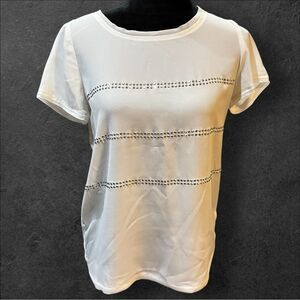 Michael Kors White Short Sleeve Tee with Silver Stud Design